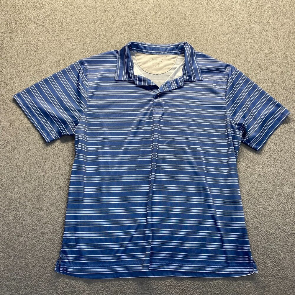 Etonic Polo Mens  Size Large Short Sleeve Shirt Blue Striped Golf,Lightweight